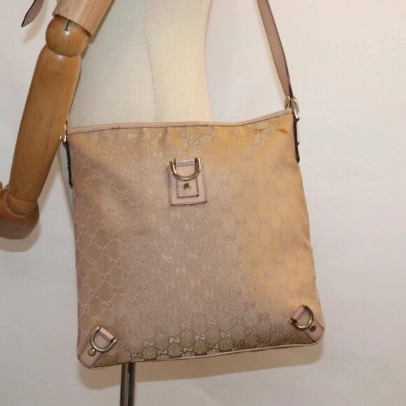 GUCCI GG Canvas Shoulder Bag Pink 131326 Auth - Picture 1 of 16